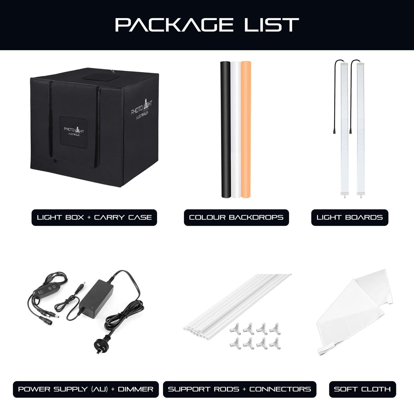 80cm Photo Light Box for Product Photography + 3 Colour Backdrops