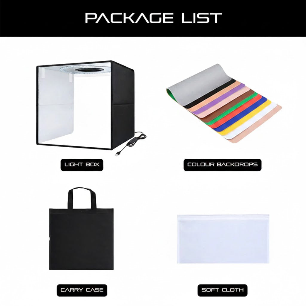 40cm Unbranded Light Box for Product Photography + 12 Colour Backdrops