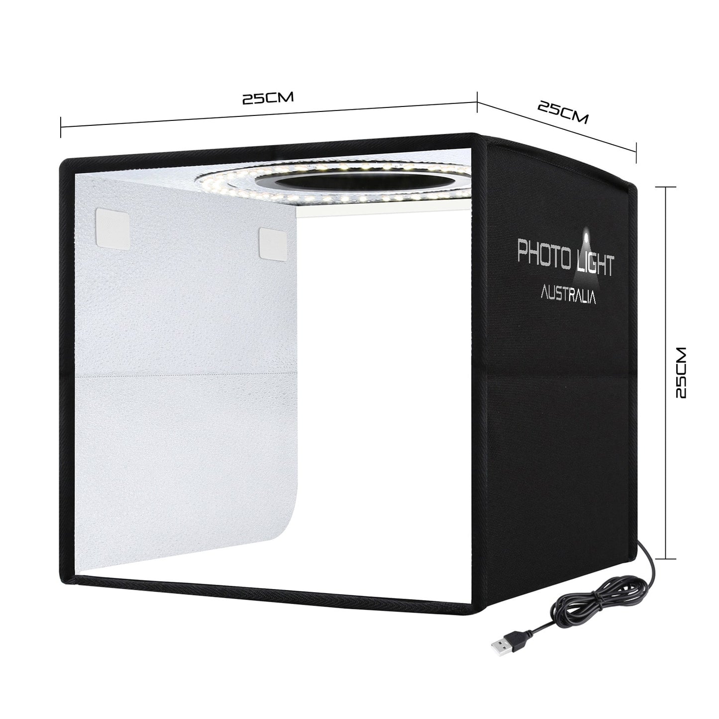 25cm Photo Light Box for Product Photography + 12 Colour Backdrops