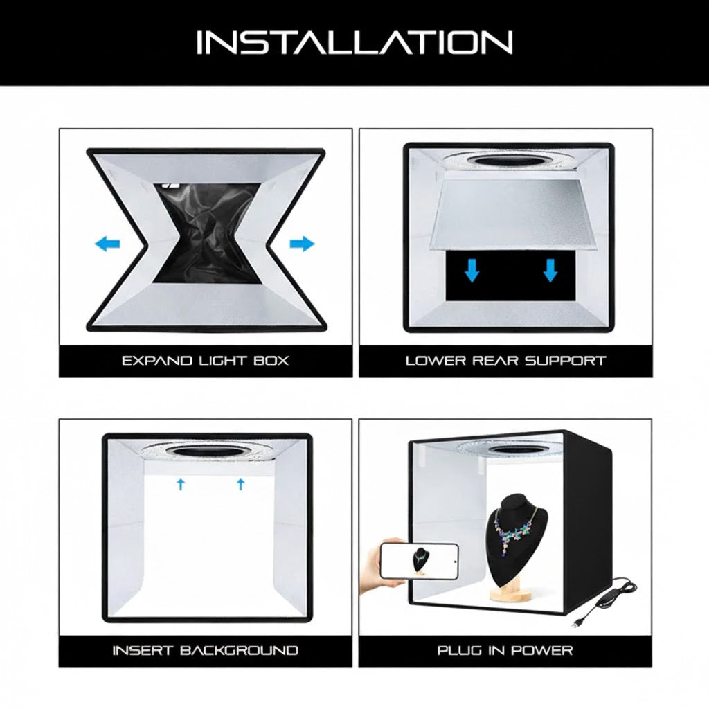 40cm Unbranded Light Box for Product Photography + 12 Colour Backdrops