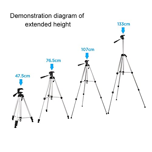 1.33m Adjustable Height Tripod with 3-Section Aluminium Alloy Tripod Mount and U-Shaped Tripod Head