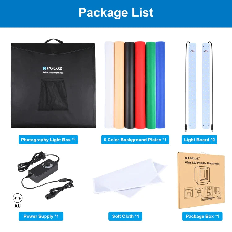 60cm Portable Lightbox Photography Studio 6 Colour Backdrops AU