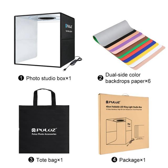 40cm USB Portable Lightbox Photography Studio Kit + 12 Colour Backdrops
